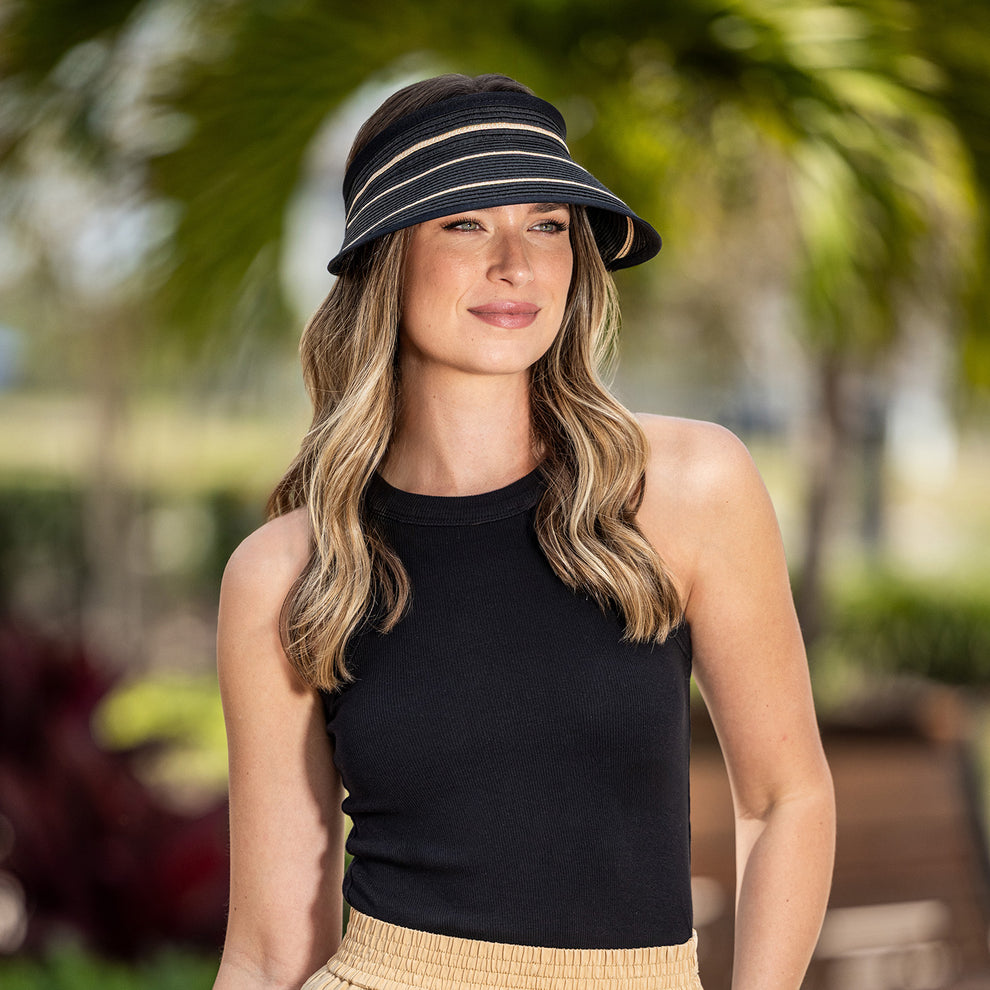 Wallaroo Savannah Packable Sun Visor - Black/Camel