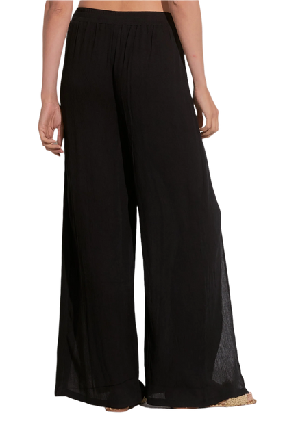Elan Wide Leg Wrap Front Pant - Black - FINAL SALE