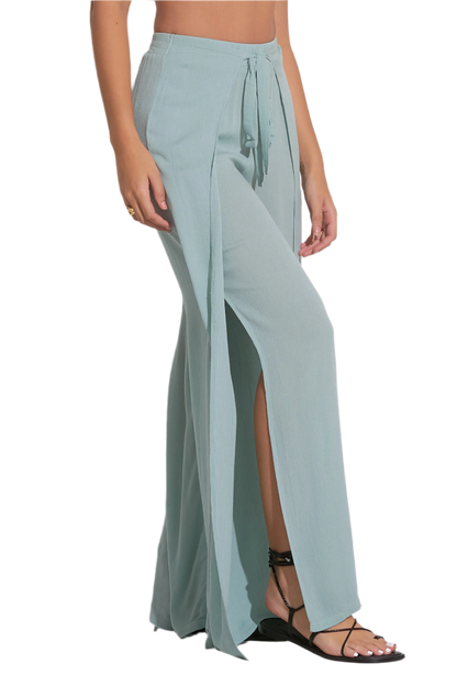 Elan Wide Leg Wrap Front Pant - Light Teal - FINAL SALE