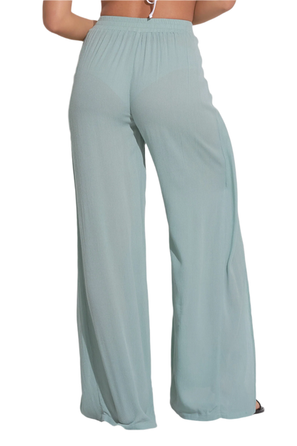 Elan Wide Leg Wrap Front Pant - Light Teal - FINAL SALE