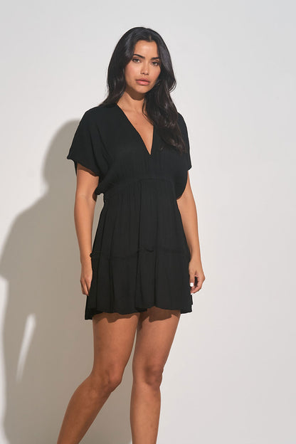 Elan Ruffle Bottom Mini Dress - Black - FINAL SALE
