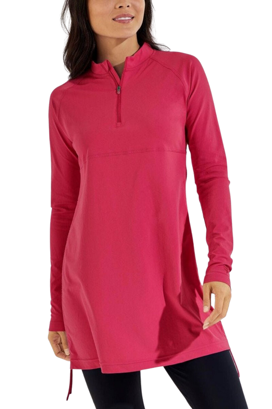 Coolibar Lawai Ruche Swim Shirt UPF 50+ -  Rose Magenta - FINAL SALE