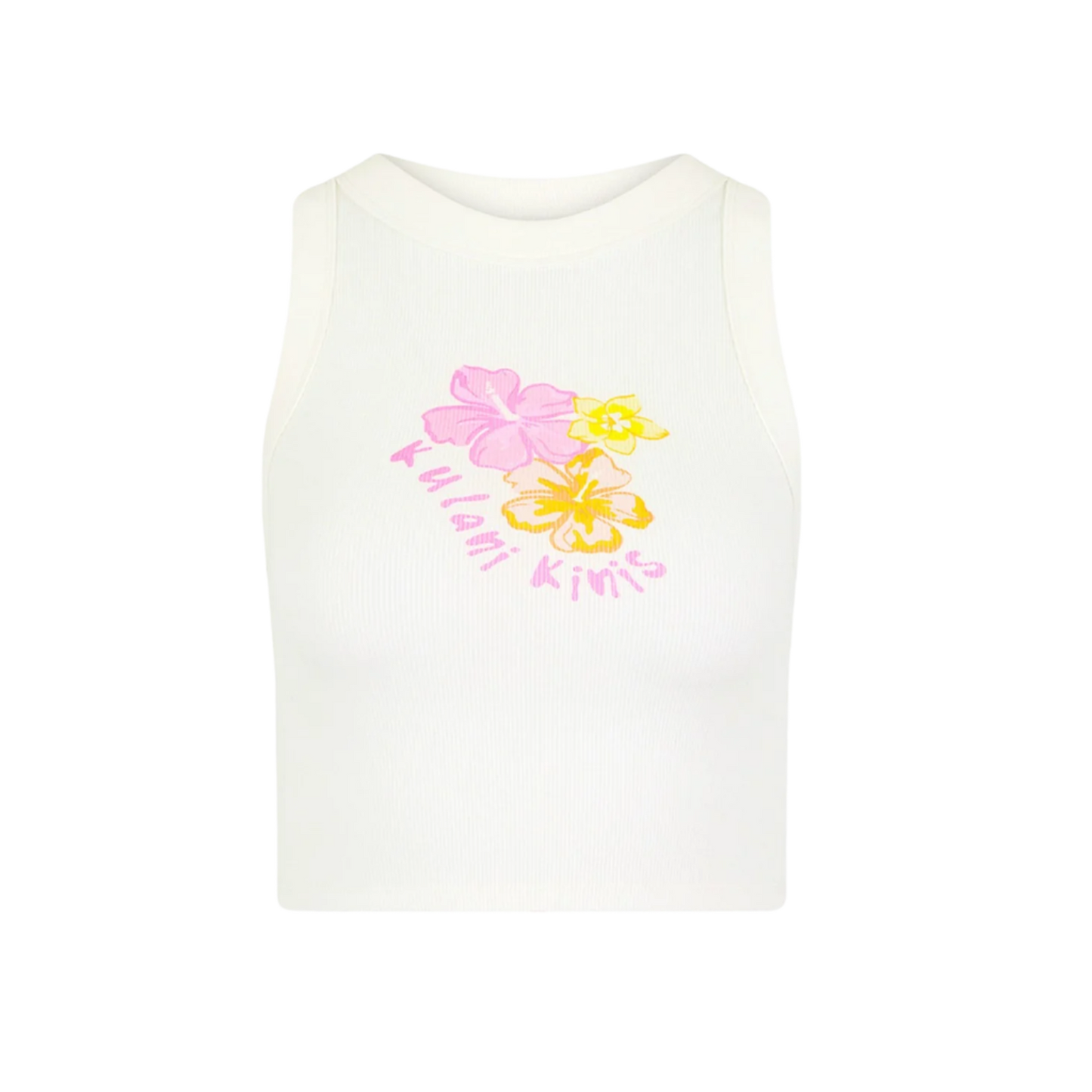 Kulani Kinis Bind Crop Tank Top - Hibiscus Sun