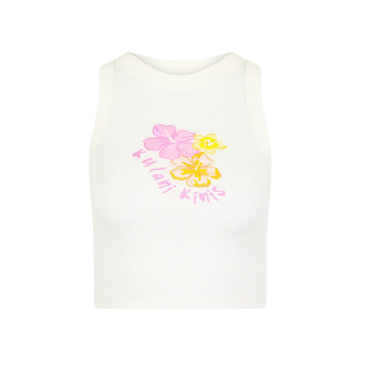 Kulani Kinis Bind Crop Tank Top - Hibiscus Sun