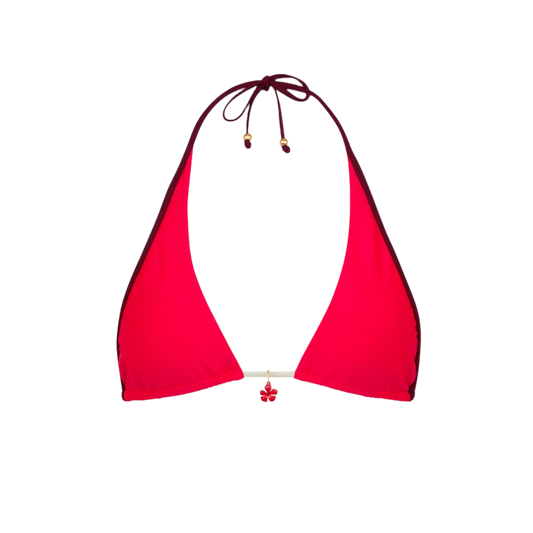 Kulani Kinis Bind Tie Halter Bikini Top - Cherry Cola