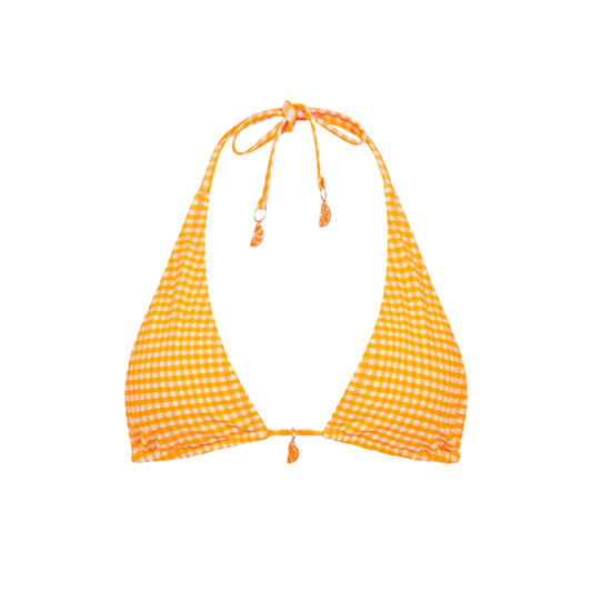 Kulani Kinis Classic Tie Halter Bikini Top - Orange Cream