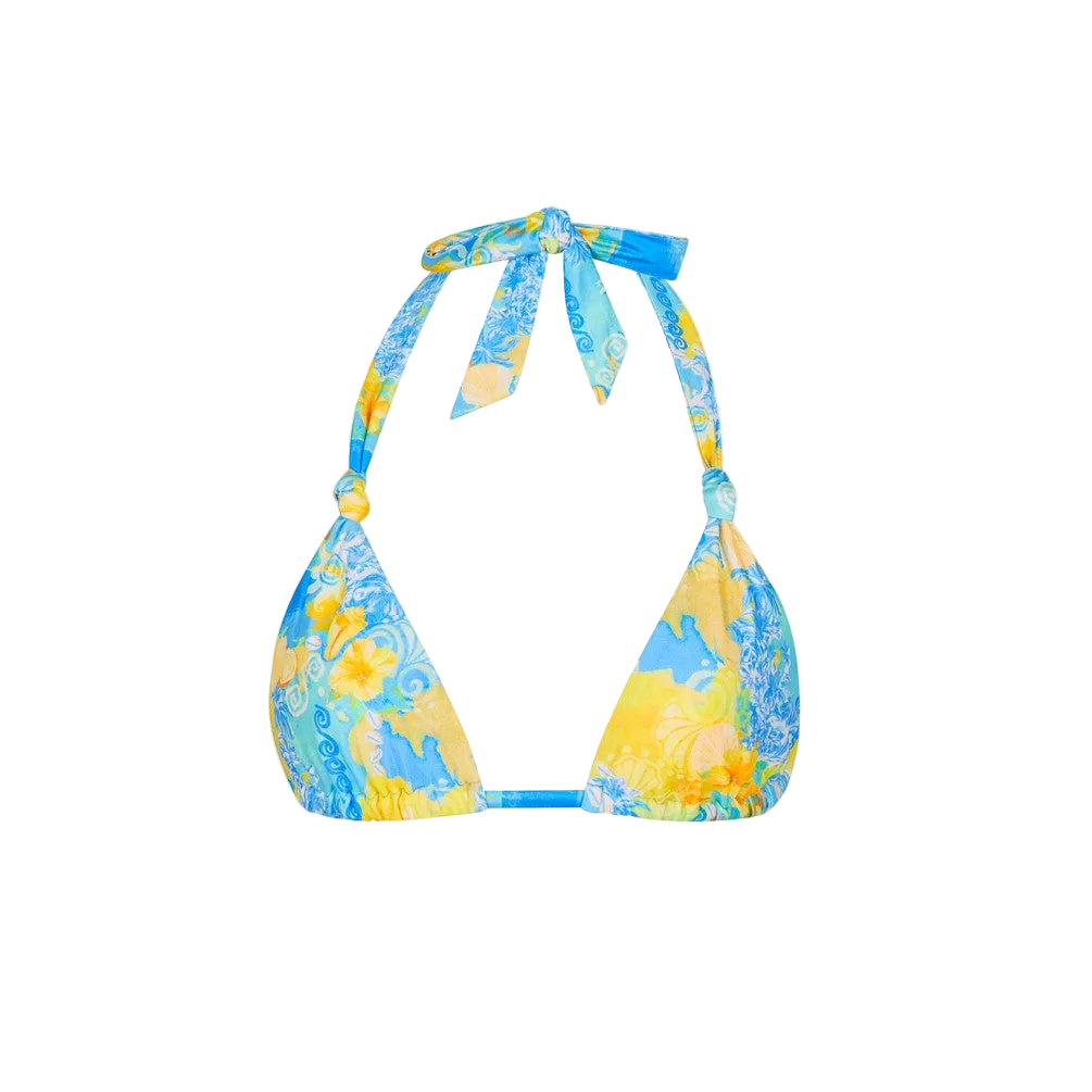 Kulani Kinis Soft Knot Halter Bikini Top - Limoncello Lagoon
