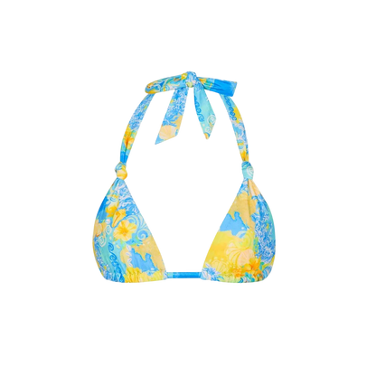 Kulani Kinis Soft Knot Halter Bikini Top - Limoncello Lagoon