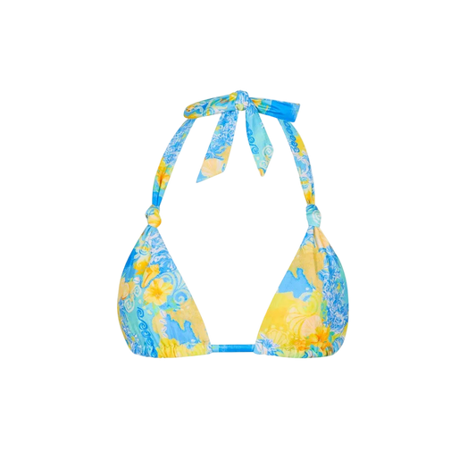 Kulani Kinis Soft Knot Halter Bikini Top - Limoncello Lagoon