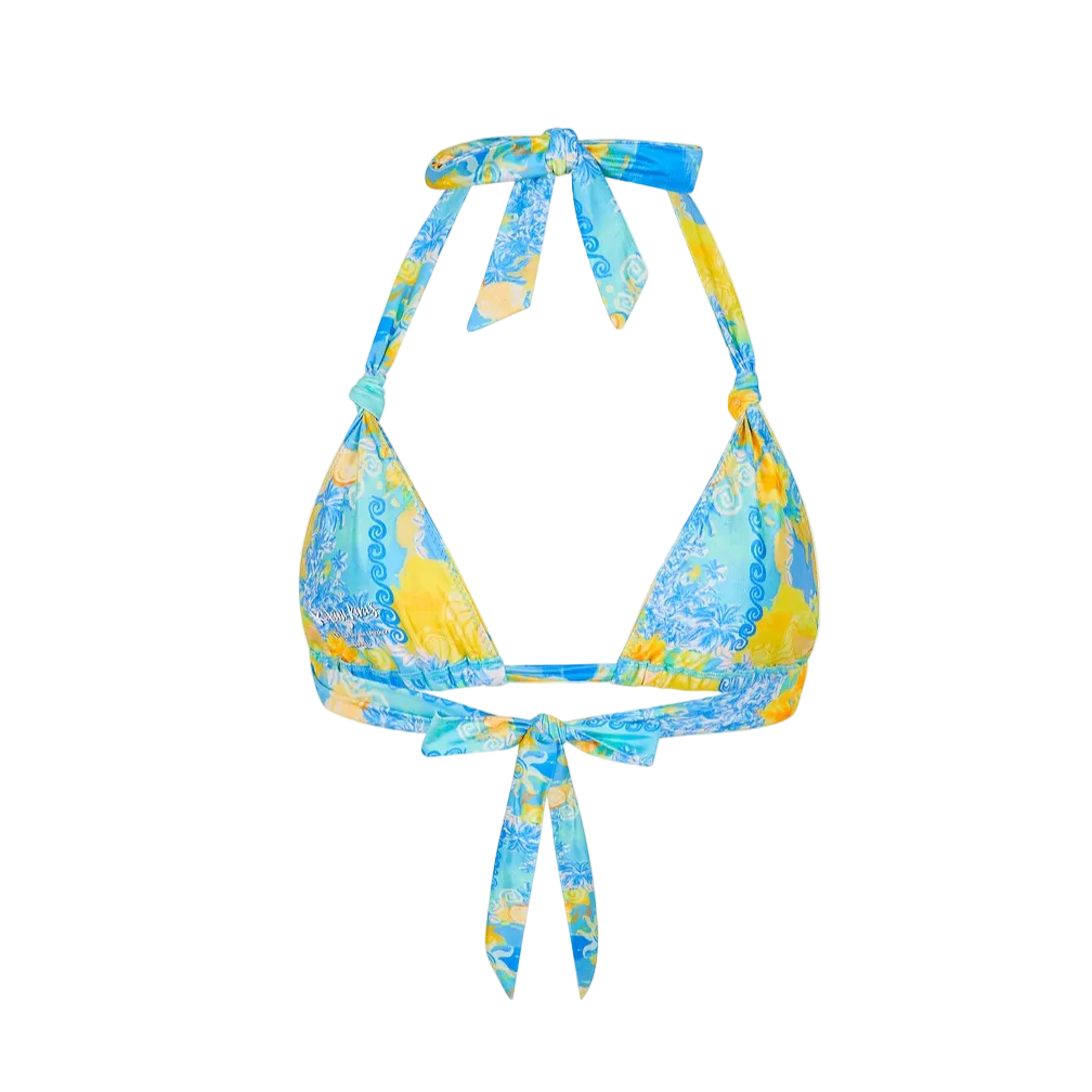 Kulani Kinis Soft Knot Halter Bikini Top - Limoncello Lagoon