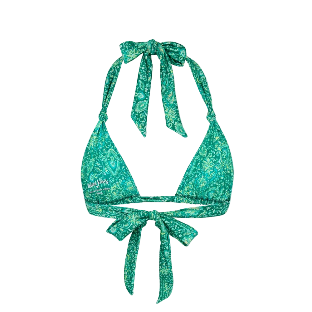 Kulani Kinis Soft Knot Halter Bikini Top - Emerald Aura