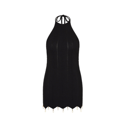 Kulani Kinis Chevron Knit Halter Mini Dress - Twilight Black - FINAL SALE