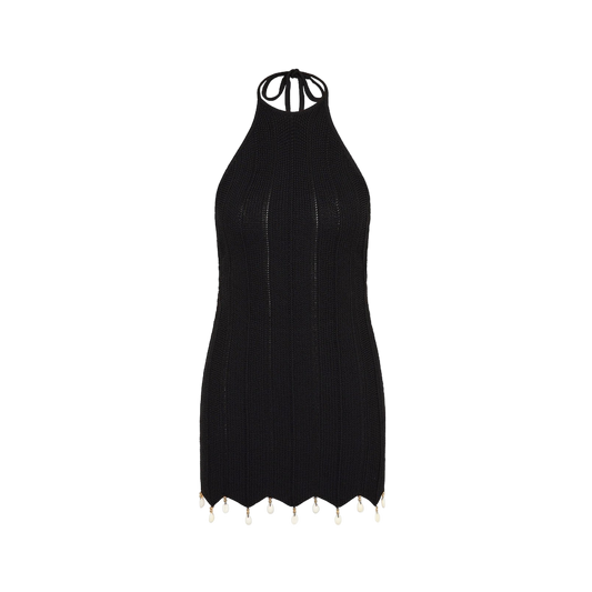 Kulani Kinis Chevron Knit Halter Mini Dress - Twilight Black