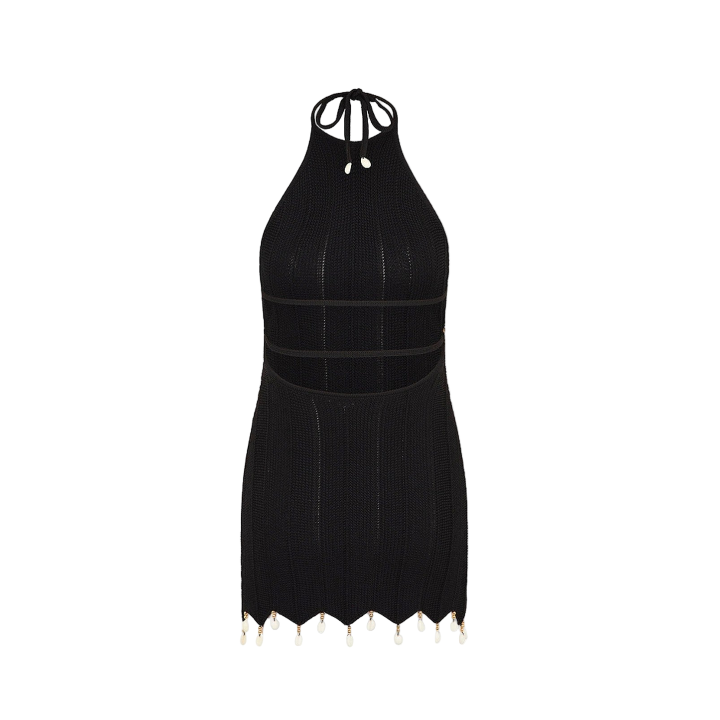 Kulani Kinis Chevron Knit Halter Mini Dress - Twilight Black