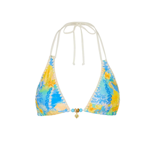 Kulani Kinis Simple Crochet Halter Bikini Top - Limoncello Lagoon