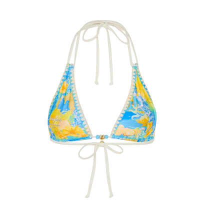 Kulani Kinis Simple Crochet Halter Bikini Top - Limoncello Lagoon