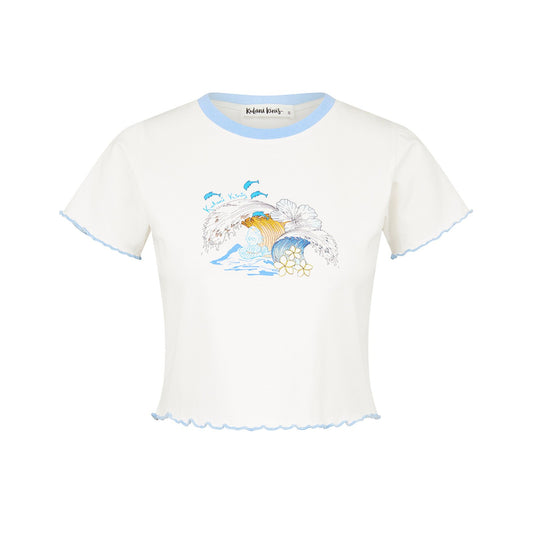 Kulani Kinis Lettuce Cropped Mini Tee - Blue Crush