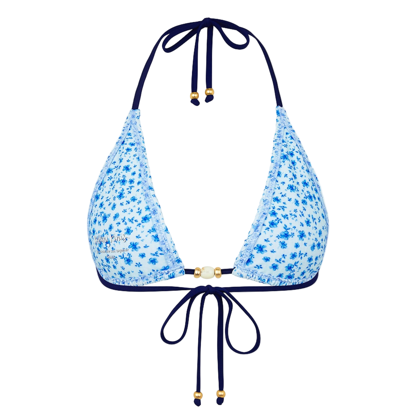 Kulani Kinis Shirred Triangle Bikini Top - Dream Flower