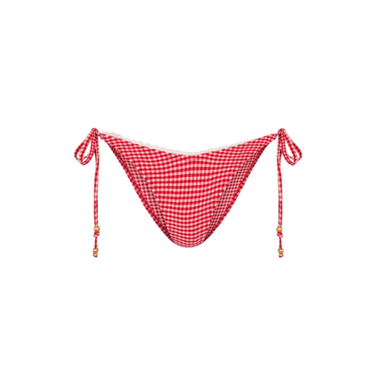 Kulani Kinis Scallop Crochet Cheeky Tie Bikini Bottom - Strawberry Siesta