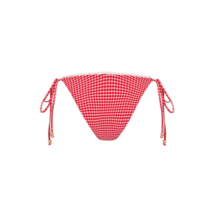 Kulani Kinis Scallop Crochet Cheeky Tie Bikini Bottom - Strawberry Siesta