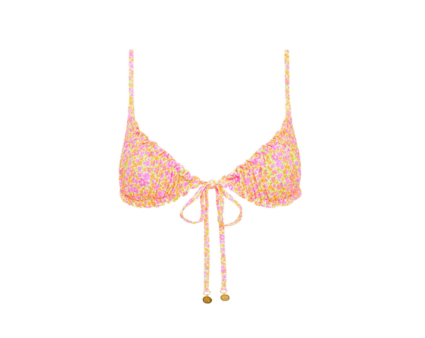 Kulani Kinis Ruched Bralette Bikini Top - Champagne Blossom