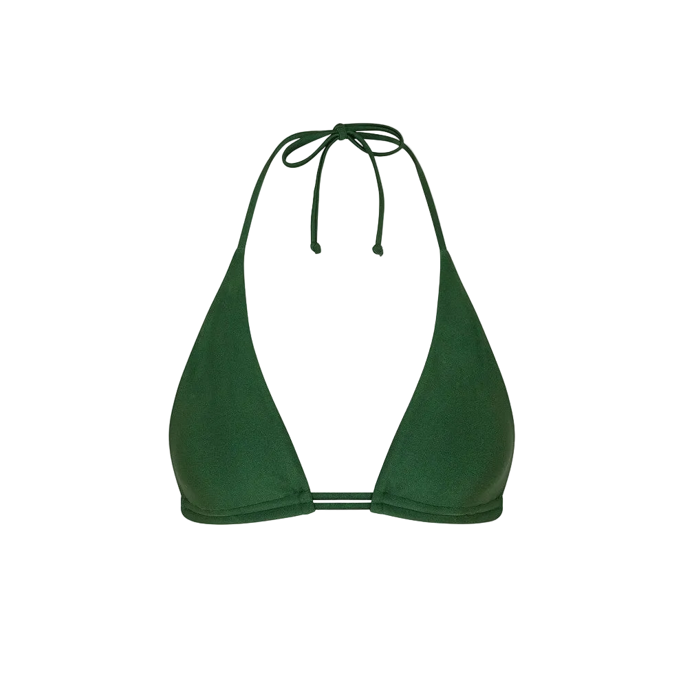 Kulani Kinis Twin Ruched Halter Bikini Top - Jaded Juniper