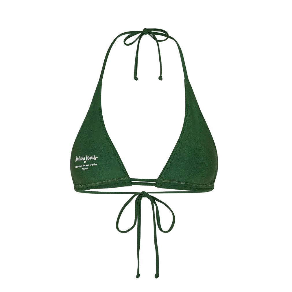 Kulani Kinis Twin Ruched Halter Bikini Top - Jaded Juniper