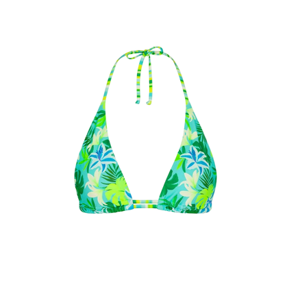 Kulani Kinis Twin Ruched Halter Bikini Top - Neon Splice