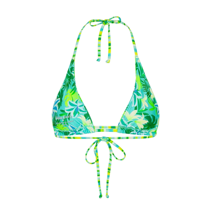 Kulani Kinis Twin Ruched Halter Bikini Top - Neon Splice