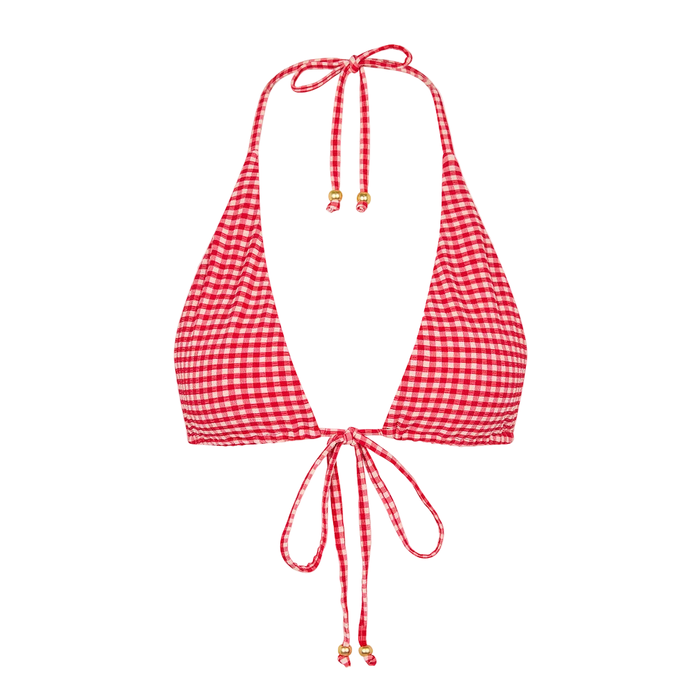 Kulani Kinis Front Tie Halter Bikini Top - Strawberry Siesta