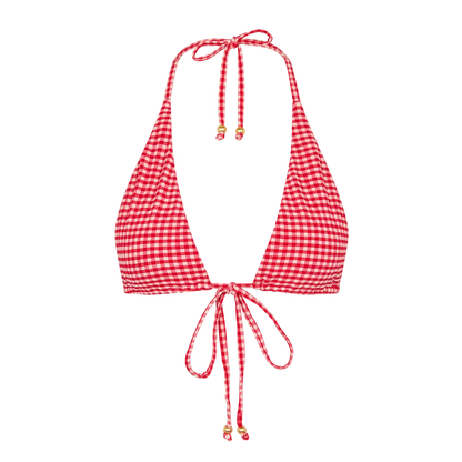 Kulani Kinis Front Tie Halter Bikini Top - Strawberry Siesta