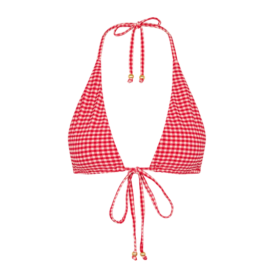 Kulani Kinis Front Tie Halter Bikini Top - Strawberry Siesta
