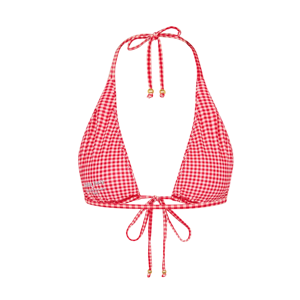 Kulani Kinis Front Tie Halter Bikini Top - Strawberry Siesta
