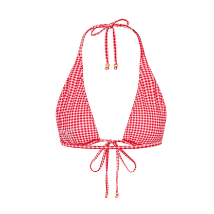 Kulani Kinis Front Tie Halter Bikini Top - Strawberry Siesta