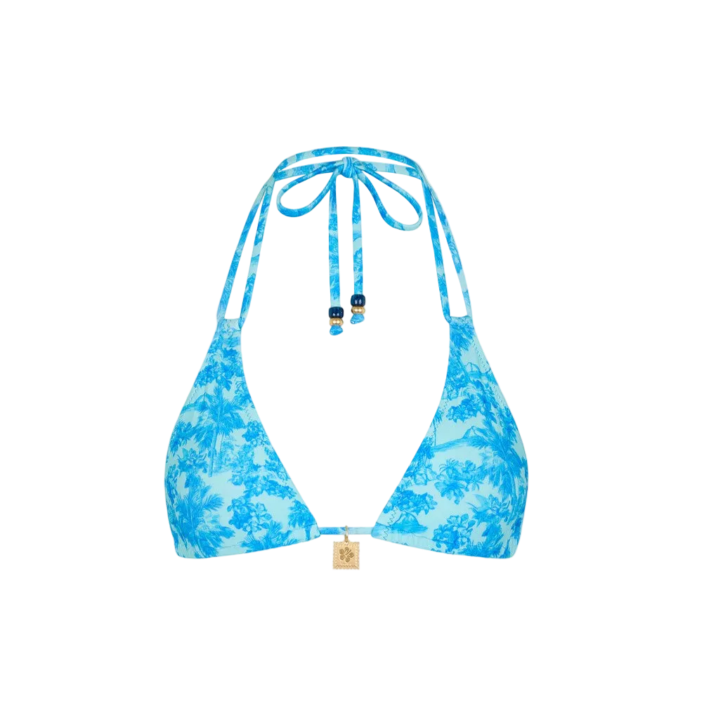 Kulani Kinis Simple Strap Halter Bikini Top - Ocean Paradise