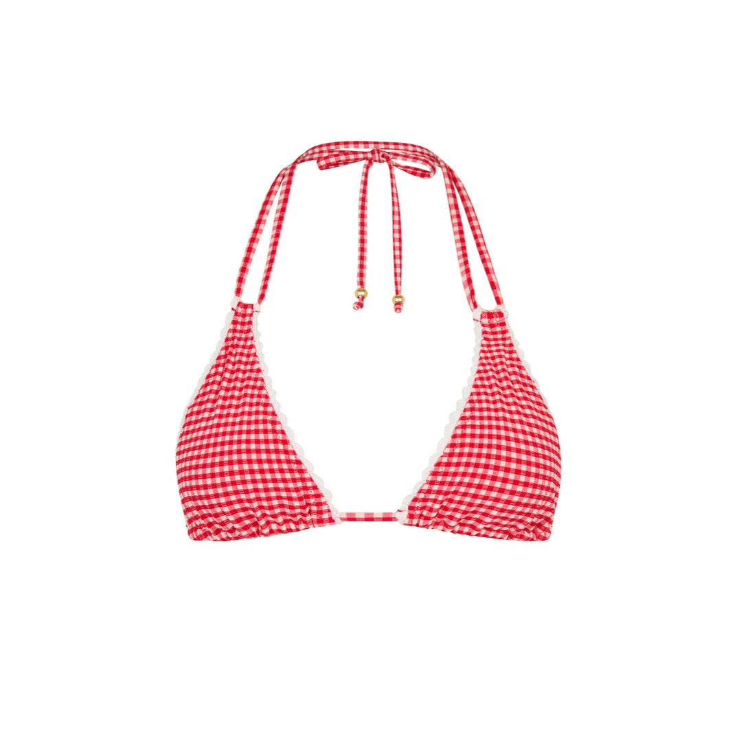 Kulani Kinis Scallop Crochet Halter Bikini Top - Strawberry Siesta