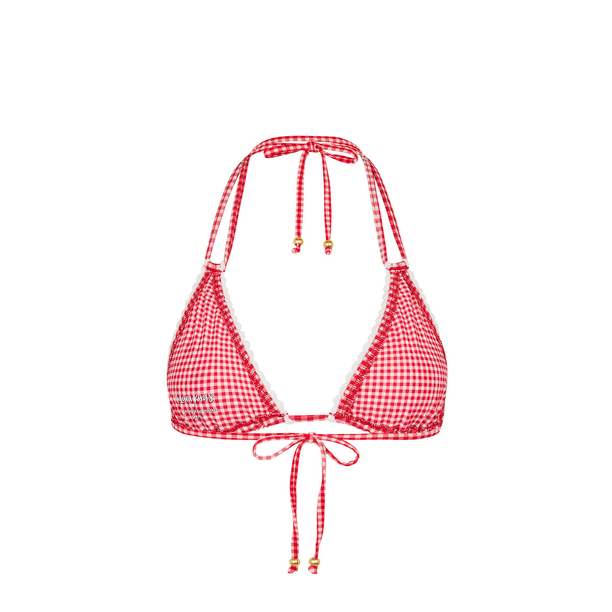 Kulani Kinis Scallop Crochet Halter Bikini Top - Strawberry Siesta