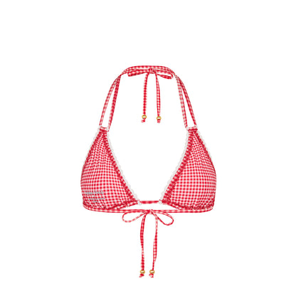 Kulani Kinis Scallop Crochet Halter Bikini Top - Strawberry Siesta