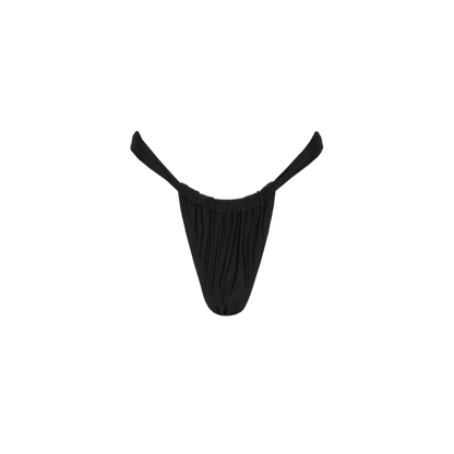 Kulani Kinis Ruched Thong Bikini Bottom - Moonlight Black
