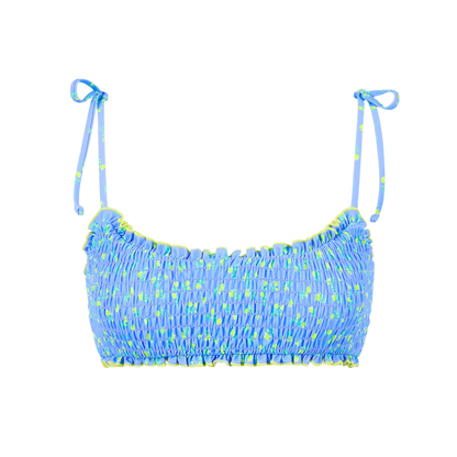 Kulani Kinis Shirred Crop Tie Bikini Top - Lemon Bloom - FINAL SALE