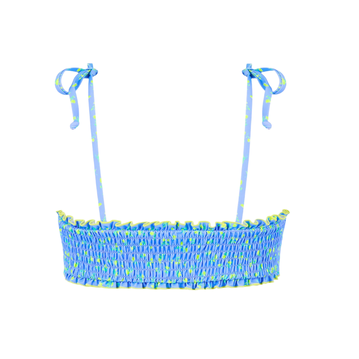 Kulani Kinis Shirred Crop Tie Bikini Top - Lemon Bloom