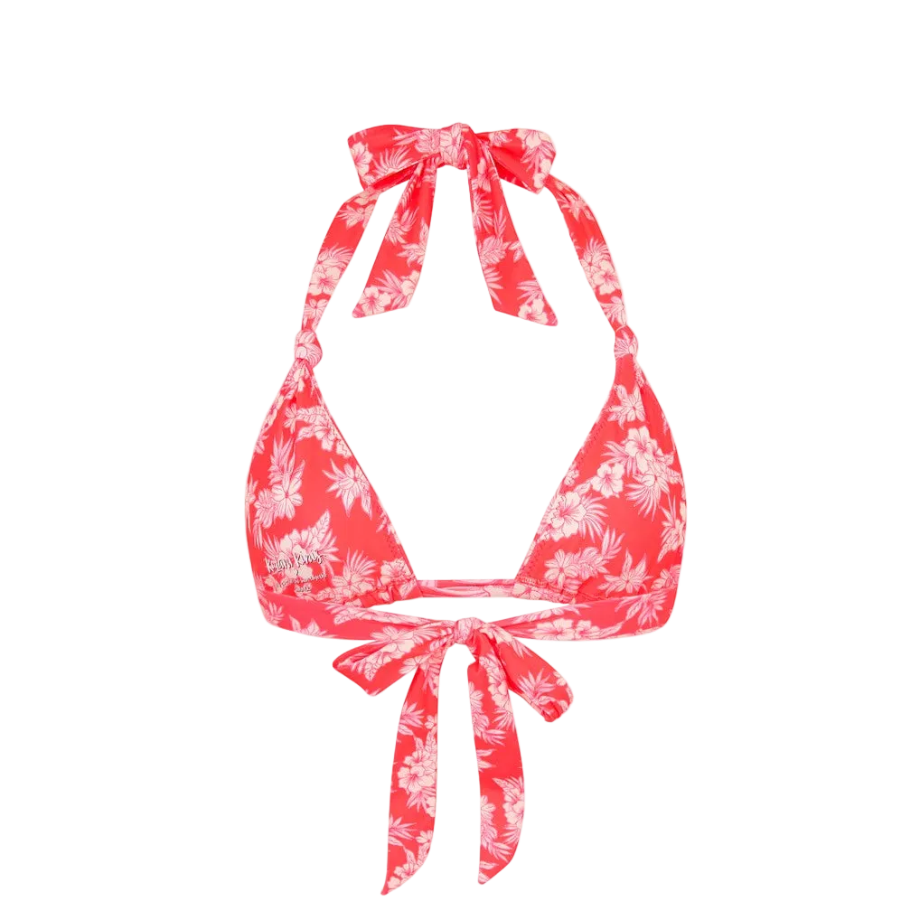 Kulani Kinis Soft Knot Halter Bikini Top - Island Punch