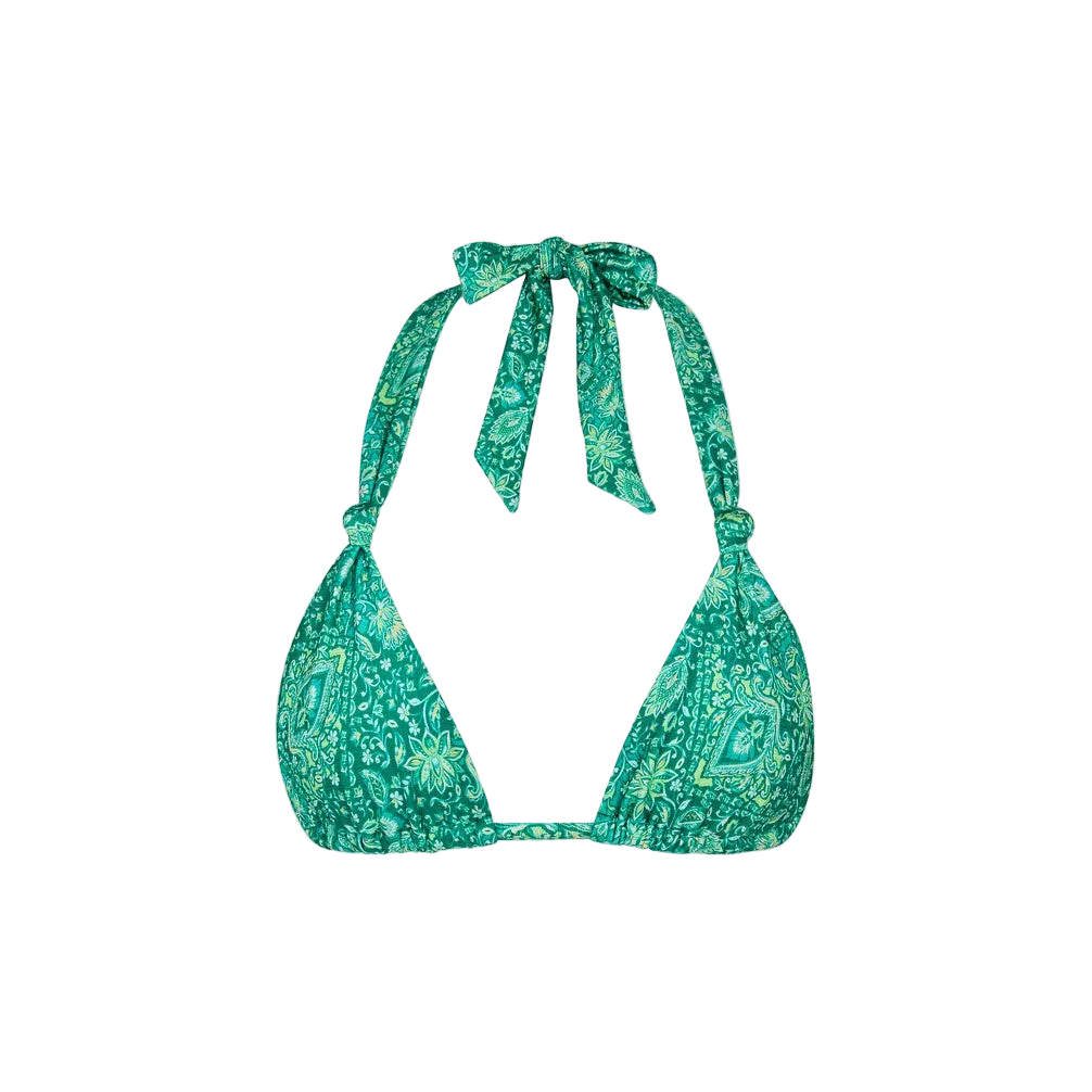 Kulani Kinis Soft Knot Halter Bikini Top - Emerald Aura