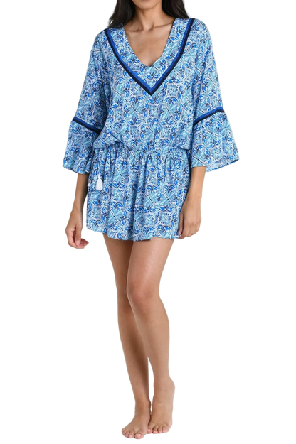 La Blanca Bell Sleeve Drawstring Waist Cover-Up Tunic - Costa Azul
