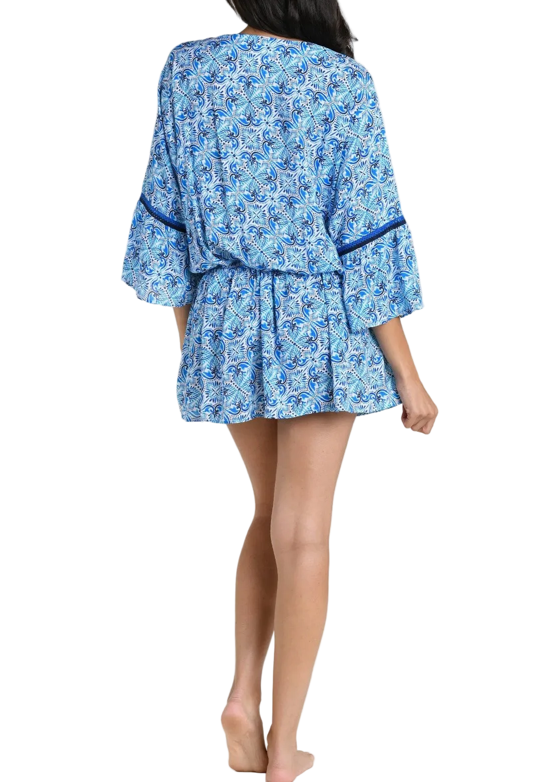 La Blanca Bell Sleeve Drawstring Waist Cover-Up Tunic - Costa Azul