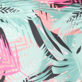 Gabar High Neck Zip Front Chlorine Resistant One Piece Swimsuit - Rhythmic Fronds