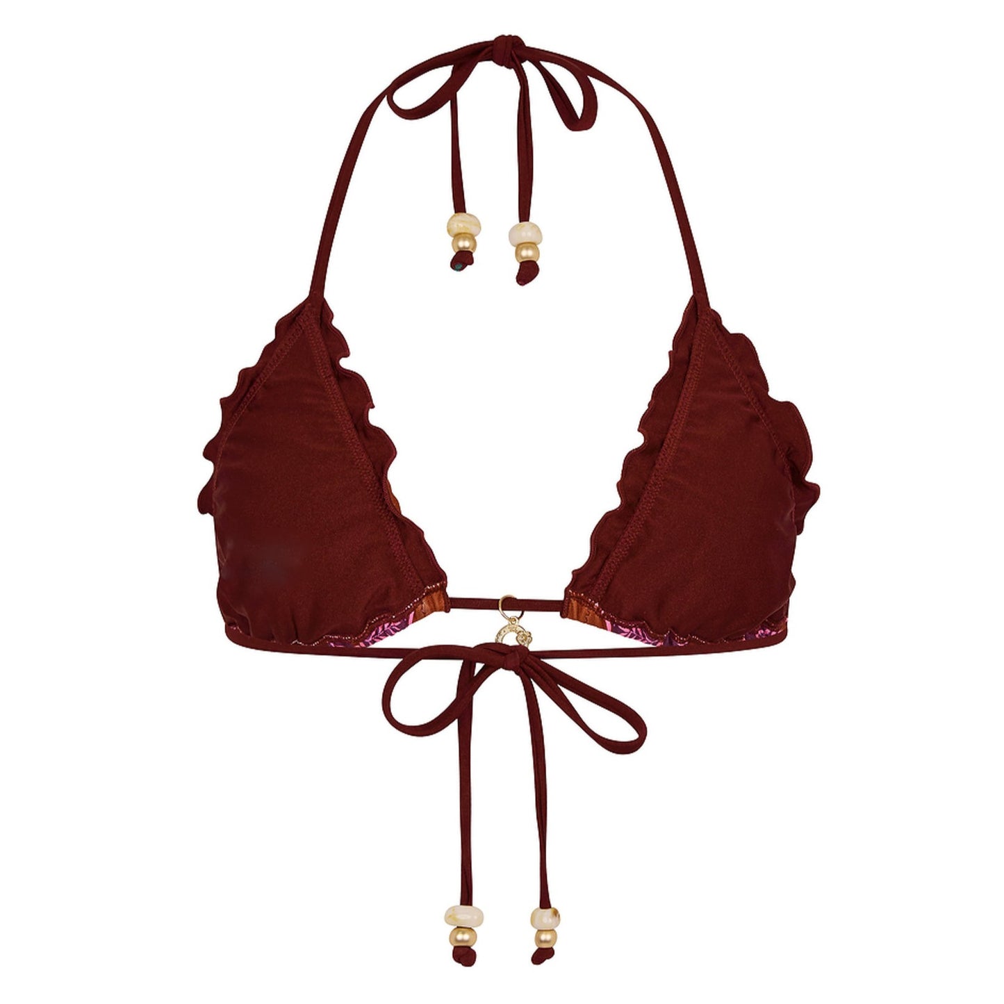 Kulani Kinis Lettuce Edge Bralette Bikini Top - Whiskey Waves