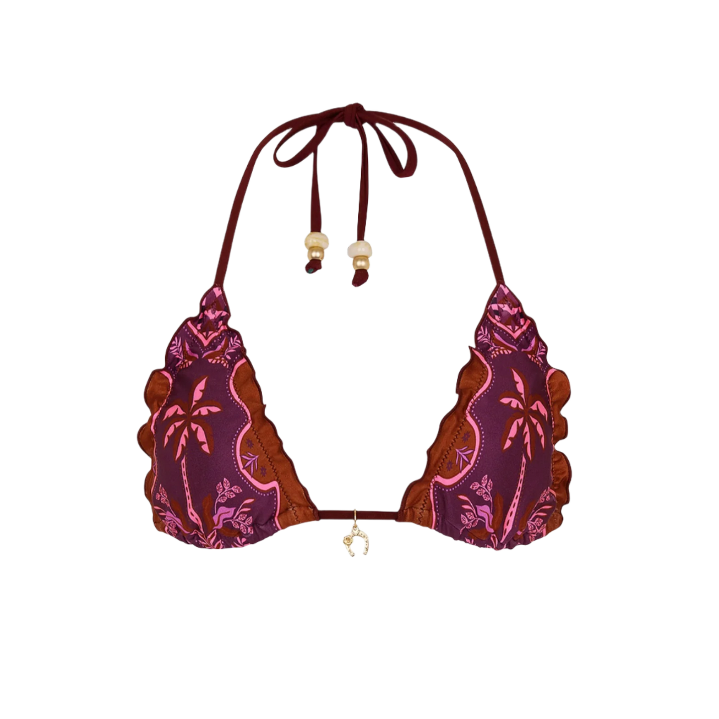Kulani Kinis Lettuce Edge Bralette Bikini Top - Whiskey Waves