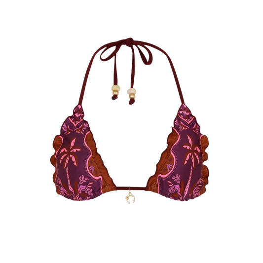 Kulani Kinis Lettuce Edge Bralette Bikini Top - Whiskey Waves