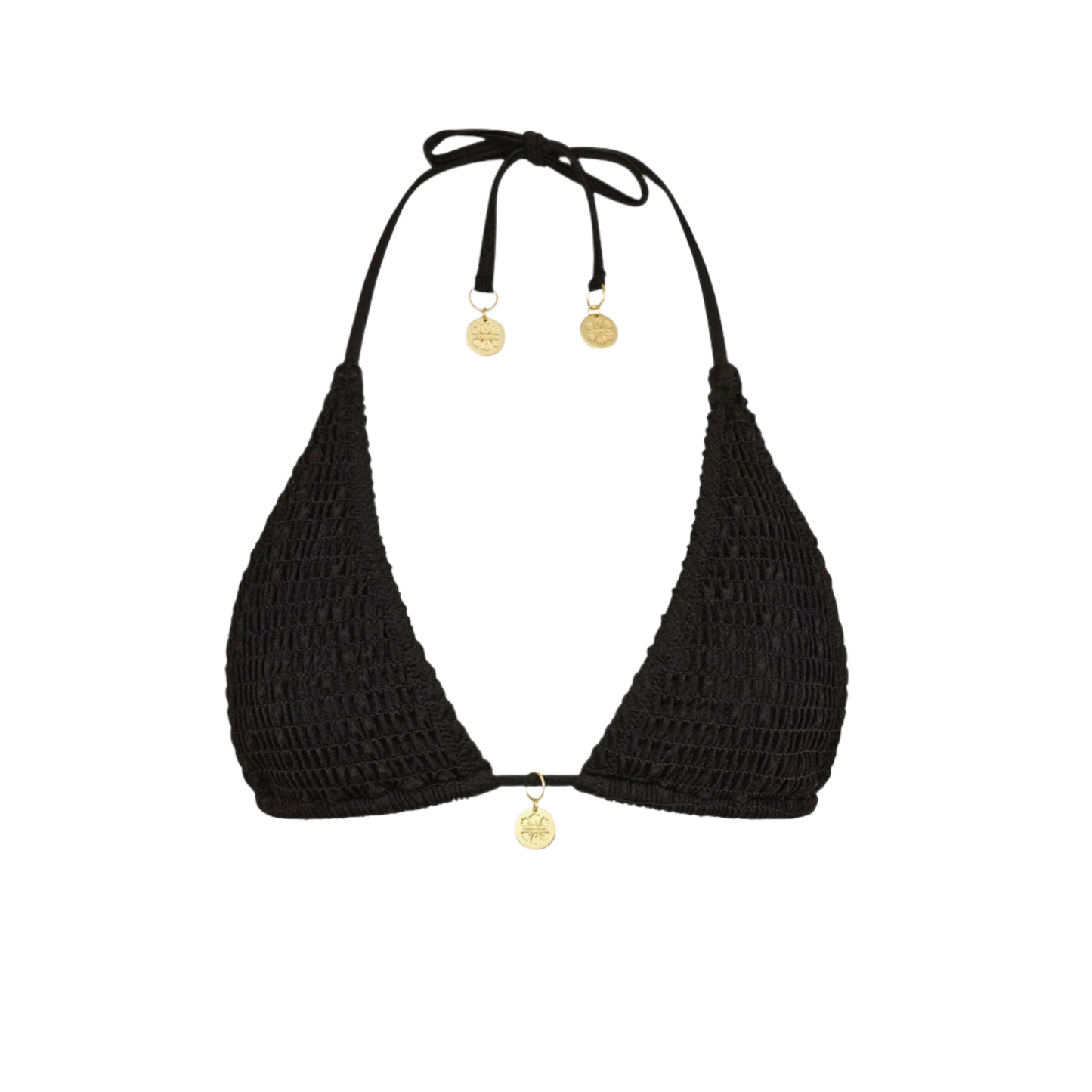 Kulani Kinis Shirred Triangle Bikini Top - Twilight Black